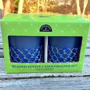 NWT🆕Hallmark Beaded Votive Candle Holders - Set of 2